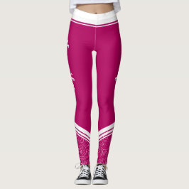 Stijlvolle donkere magenta witte strepen en naam leggings