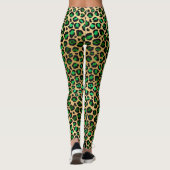 Stijlvolle, donkergroene en goudoliepleopardspots leggings (Achterkant)