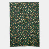 Stijlvolle, donkergroene en goudoliepleopardspots theedoek (Verticaal)