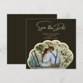 Stijlvolle donkergroene foto Sla de datum op Kaart (Voorkant / Achterkant)