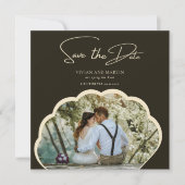 Stijlvolle donkergroene foto Sla de datum op Kaart (Voorkant)