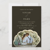 Stijlvolle donkergroene foto-uitnodiging kaart (Voorkant)