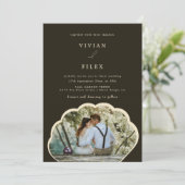 Stijlvolle donkergroene foto-uitnodiging kaart (Staand voorkant)