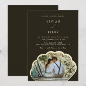 Stijlvolle donkergroene foto-uitnodiging kaart (Voorkant / Achterkant)