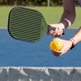 Stijlvolle, donkergroene Masculine en zwarte strep Pickleball Paddle