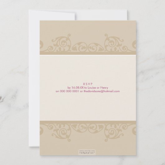 STIJLVOLLE DOOP NODIGT UIT:: elegant 4P Kaart (Achterkant)