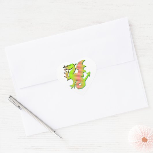 Stijlvolle draak hart sticker (Envelop)