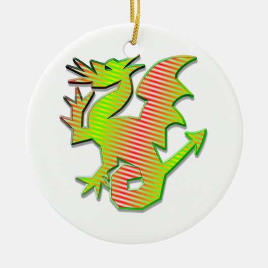 Stijlvolle draak keramisch ornament (Voorkant)