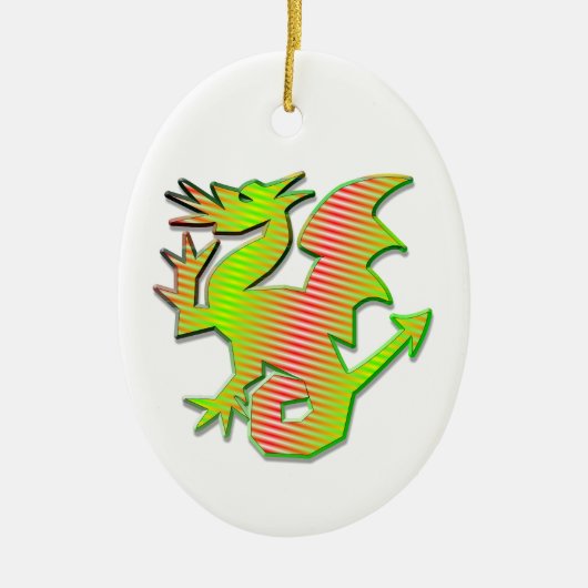 Stijlvolle draak keramisch ornament (Voorkant)