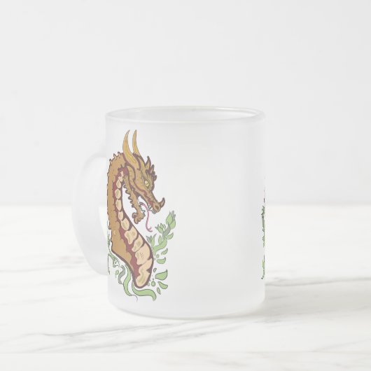 Stijlvolle draak matglas koffiemok (Voorkant links)