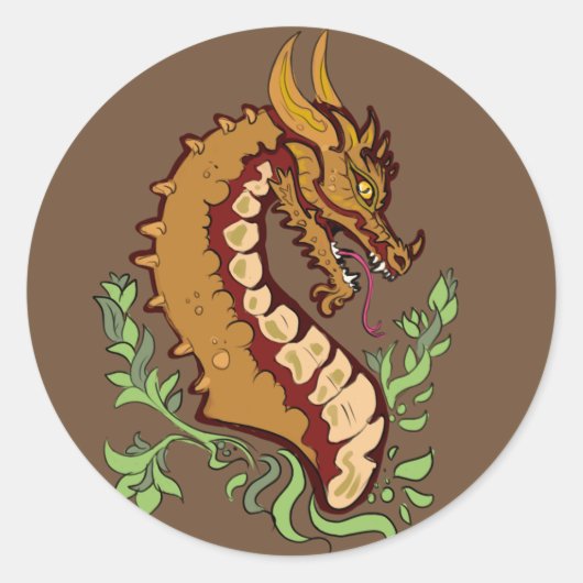 Stijlvolle draak ronde sticker (Voorkant)