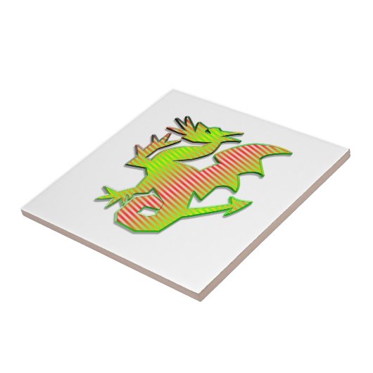 Stijlvolle draak tegeltje (Zijkant)