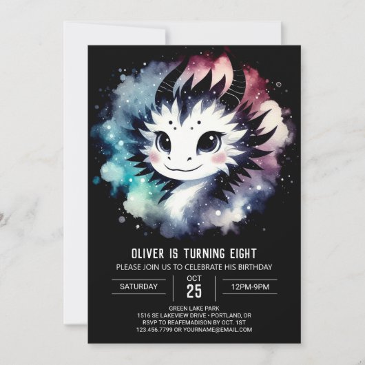 Stijlvolle Dragon Birthday bewerkbaar Kaart (Voorkant)