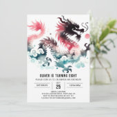 Stijlvolle Dragon Birthday Digital Kaart (Staand voorkant)