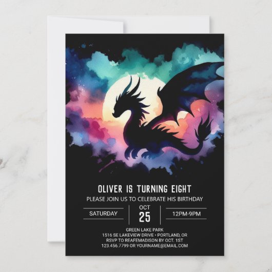 Stijlvolle Dragon Birthday Kaart (Voorkant)
