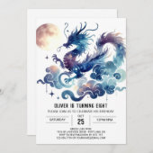 Stijlvolle Dragon Birthday Printable Kaart (Voorkant / Achterkant)