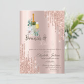 Stijlvolle Drips Brunch & Bubbly Bruidsuitnodiging Kaart (Staand voorkant)