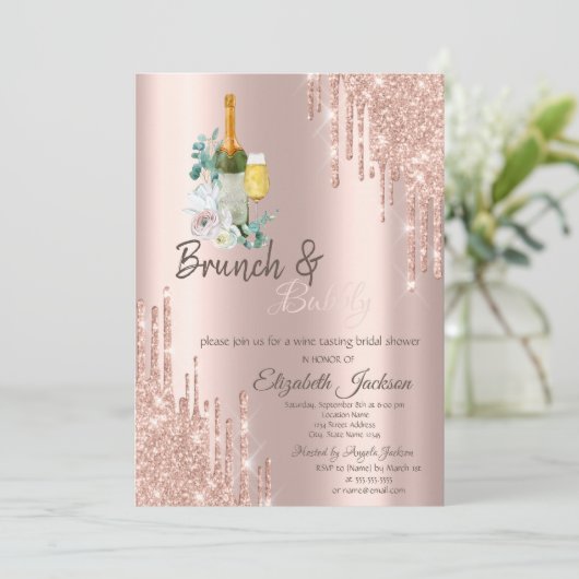 Stijlvolle drips Brunch en breekbaar Vrijgezellenf Kaart (Staand voorkant)