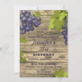 Stijlvolle druivenstokken 21e verjaardag uitnodigi kaart (Voorkant)
