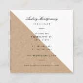 Stijlvolle dubbele monogram Kraft Modern Minimalis Vierkante Visitekaartje (Achterkant)