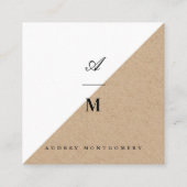Stijlvolle dubbele monogram Kraft Modern Minimalis Vierkante Visitekaartje (Voorkant)