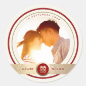 Stijlvolle dubbelzinnigheid Chinese bruiloft foto Ronde Sticker (Voorkant)