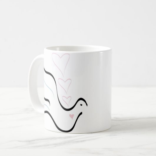 Stijlvolle duif in pasteelkleuren koffiemok (Voorkant links)