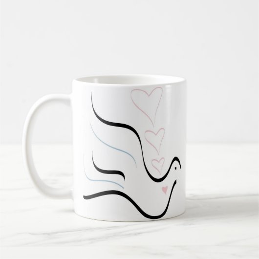 Stijlvolle duif in pasteelkleuren koffiemok (Links)