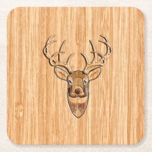 Stijlvolle, dunne, lichte houten korrels afdrukken kartonnen onderzetters