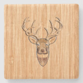 Stijlvolle, dunne, lichte houten korrels afdrukken stenen onderzetter (Voorkant)