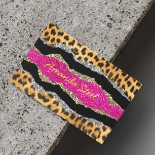 Stijlvolle, dunne, roze glittery-monogram voor die magnetisch visitekaartje