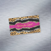 Stijlvolle, dunne, roze glittery-monogram voor die magnetisch visitekaartje (Voorbeeld)