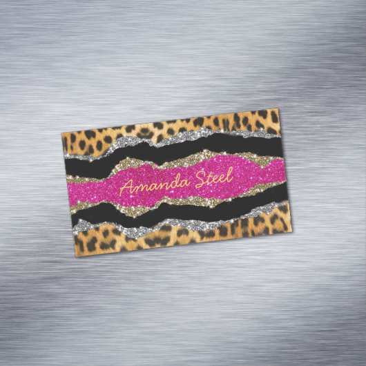 Stijlvolle, dunne, roze glittery-monogram voor die magnetisch visitekaartje (Voorbeeld)