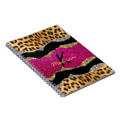 Stijlvolle, dunne, roze glittery-monogram voor die notitieboek (Rechterzijde)