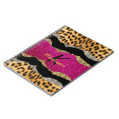 Stijlvolle, dunne, roze glittery-monogram voor die notitieboek (Linkerzijde)