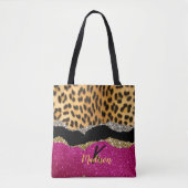 Stijlvolle, dunne, roze glittery-monogram voor die tote bag (Voorkant)