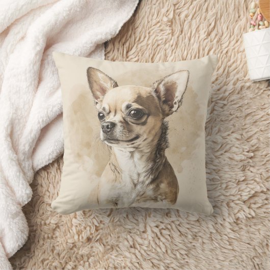 Stijlvolle dunne Tan Chihuahua Throw Cushion Kussen (Deken)