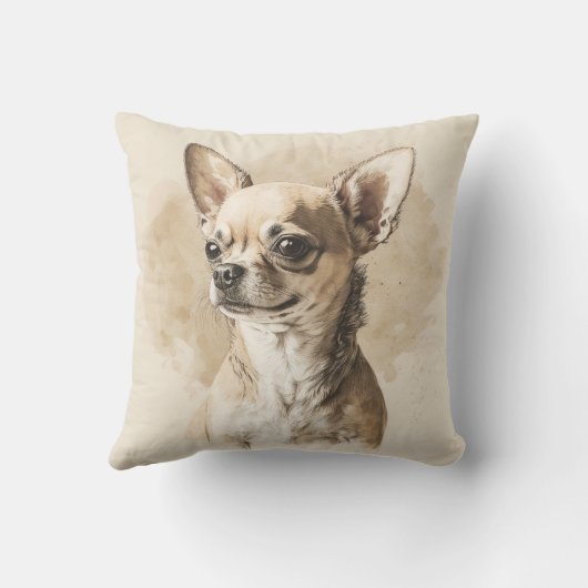 Stijlvolle dunne Tan Chihuahua Throw Cushion Kussen (Achterkant)