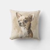 Stijlvolle dunne Tan Chihuahua Throw Cushion Kussen (Voorkant)