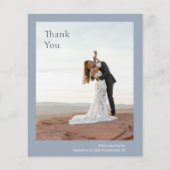 Stijlvolle Dusty Blue Budget Wedding Bedankt Card (Voorkant)