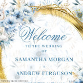 Stijlvolle Dusty Blue Gold Glitter Wedding Guest B Gastenboek