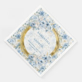 Stijlvolle  Dusty Blue Gold Sparkle Wedding Servet (Hoek)