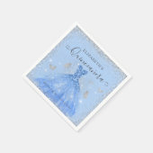 Stijlvolle Dusty Blue Silver Glitter Gown Quinceañ Servet (Hoek)