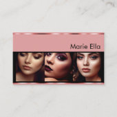 Stijlvolle Dusty Roze en Zwart met Logo Foto's Visitekaartje (Voorkant)