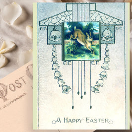Stijlvolle Easter Bunny Art Deco Briefkaart