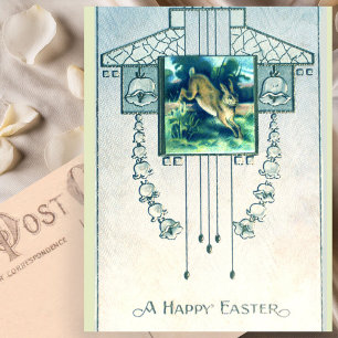 Stijlvolle  Easter Bunny Art Deco Briefkaart