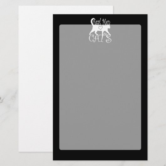 Stijlvolle echte Mannen liefdeskatten op een zwart Briefpapier (Voorkant / Achterkant)