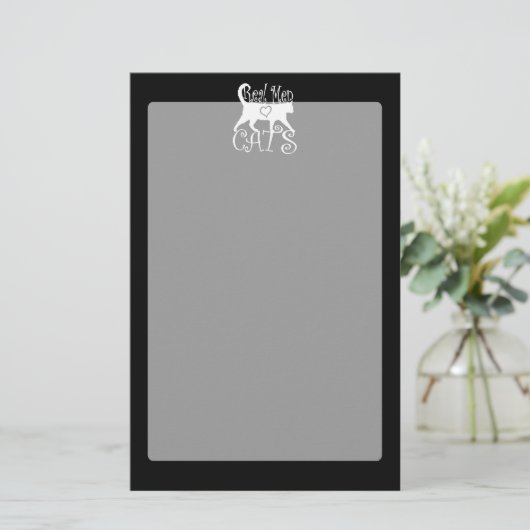 Stijlvolle echte Mannen liefdeskatten op een zwart Briefpapier (Staand voorkant)