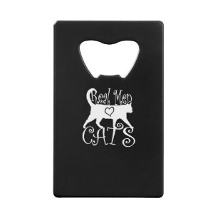 Stijlvolle echte Mannen liefdeskatten op een zwart Creditkaart Flessenopener