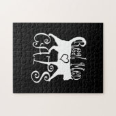 Stijlvolle echte Mannen liefdeskatten op een zwart Legpuzzel (Horizontaal)
